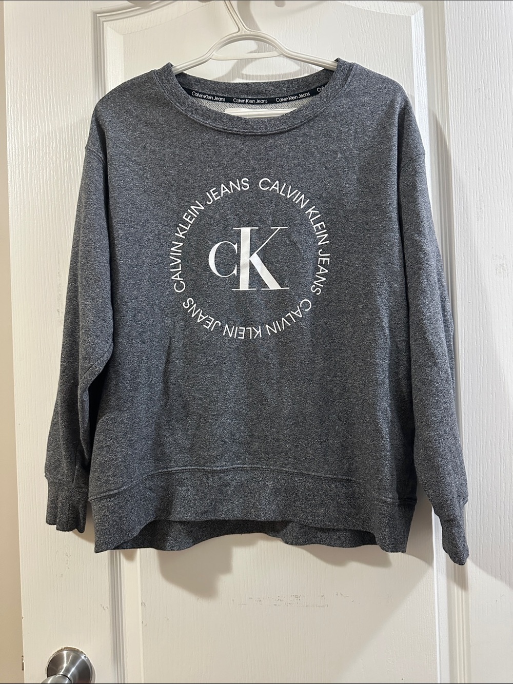 Calvin Klein Gray Crewneck Sweatshirt with White CK Logo